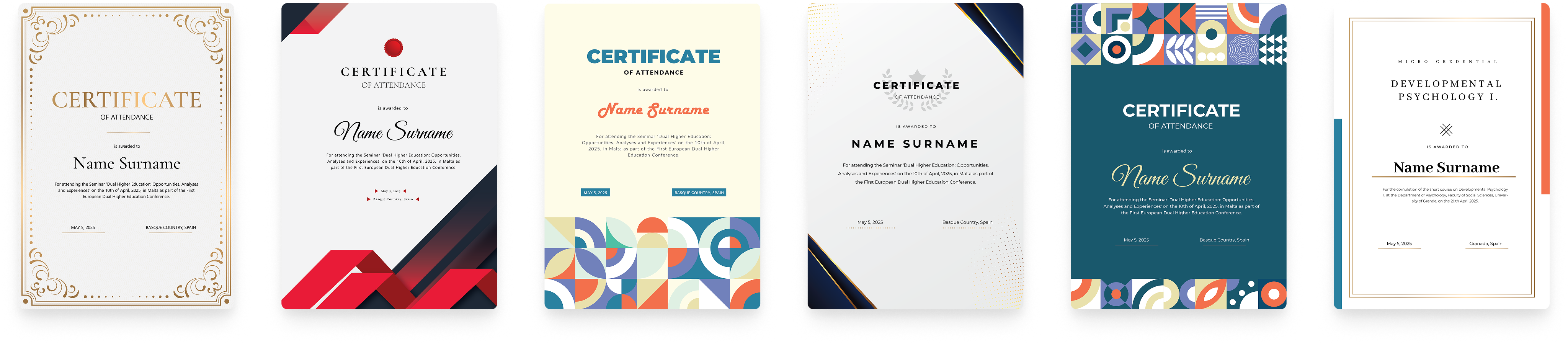 Six credential certificate options